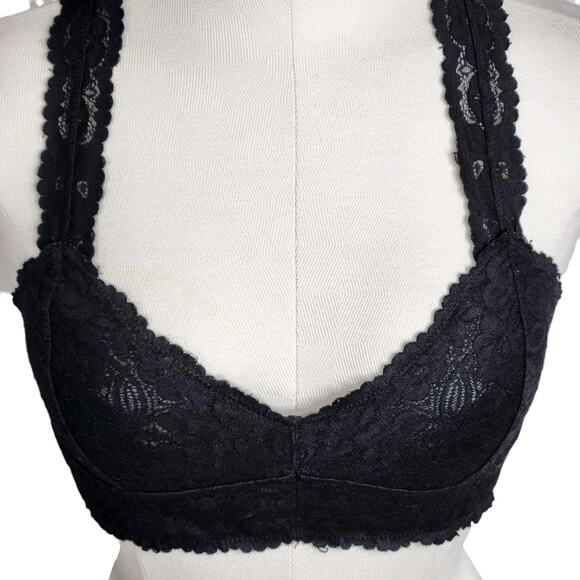 Free People Intimately Galloon Black Lace Racerback Bralette‎ Women's Medium - Picture 3 of 8
